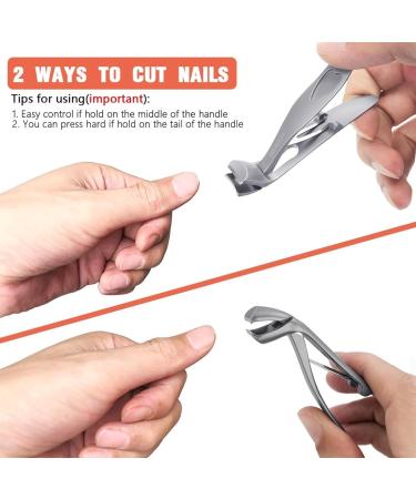 INGJIA Ergonomic Nail Clippers for Seniors - Ergonomic Nail Clippers for Thick Nails Premium Steel Nail Scissors with Collection Container for Men and Women - Buy Online on GoSupps.com