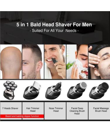 6-in-1 Head Shavers for Bald Men | Waterproof Electric Razor & Grooming Kit Ultimate Bald Head Care - Buy Online on GoSupps.com