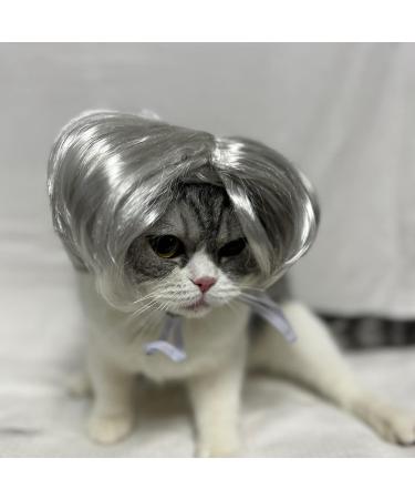 Funny Dog & Cat Role Play Wig - Perfect for Halloween Christmas & Parties | Silver White Pet Wig for Small Medium & Large Dogs - Buy Online on GoSupps.com