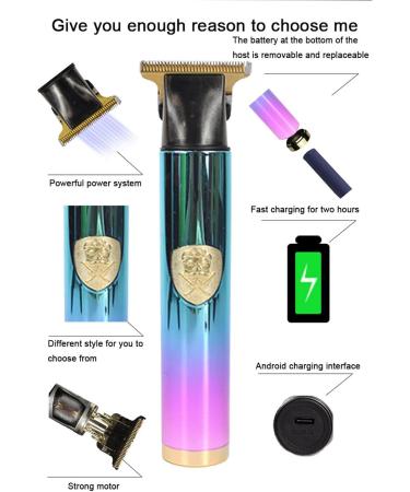 Vintage T9 Cordless | Rechargeable Embossed Beard Trimmer for Men - Cordless T-Blade Hair Trimmer for Mustaches Nose Hair Grooming with 4 Guide Comb Fovolat Green Purple - Buy Online on GoSupps.com