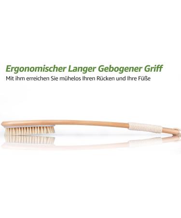 Saunnihen 44.5cm Long Wooden Back Brush - Natural Bristles for Body Exfoliation & Cellulite Removal | International Shipping Available - Buy Online on GoSupps.com