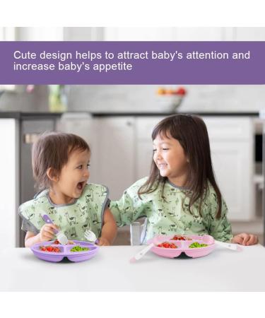 Vicloon Baby Suction Plate Set | Non Slip Silicone Weaning Plates for Toddlers | Self Feeding Divided Dishes | Fits Most Highchairs Trays | 3Pcs (Pink/Purple/Green) - Buy Online on GoSupps.com