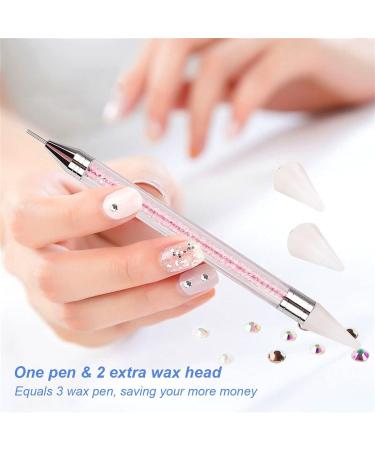 Dual-Ended Rhinestone Picker Dotting Pen with Extra Wax Head | FITDON Nail Art Tool for Jewel Gem Pickup - Pink - Buy Online on GoSupps.com