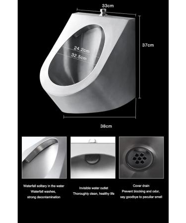 304 Stainless Steel Urinal Wall-Mounted Men's Urinal Standing Small Sensor Urinal Intelligent and Efficient Non-Contact Flushing Valve Suitable for Bars Homes Shopp - Buy Online on GoSupps.com