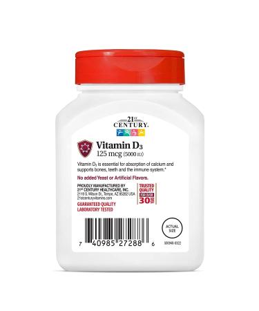 21st Century Vitamin D3 125 mcg (5000 IU) - Boost Immunity | 110 Tablets - Buy Online on GoSupps.com