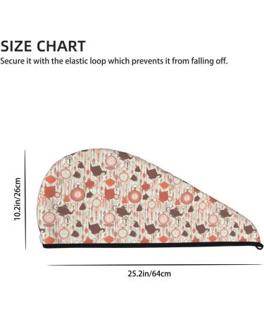 Tea Theme Microfiber Hair Towel - Ultra-Soft Super Absorbent Hair Wrap for Women | Quick Dry Coral Velvet Cap for Long Curly & Thick Hair - Buy Online on GoSupps.com