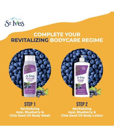 St. Ives Revitalizing Body Lotion 621ml - Acai Blueberry & Chia Seed Oil - Nourishing & Hydrating Skincare for All Skin Types - Buy Online on GoSupps.com