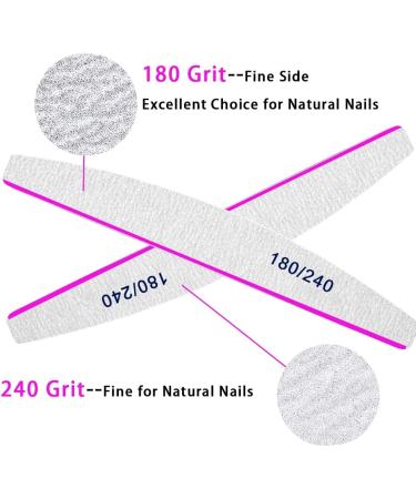 50Pcs Professional Nail Files 180/240 Grit for Acrylic, Gel, Thick Nails - Washable & Reusable Double-sided Emery Board for Natural Nails - Buy Online on GoSupps.com