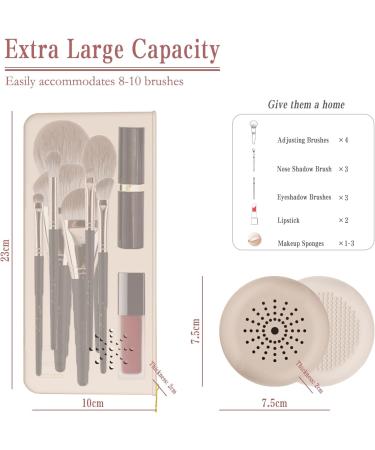 Travel Essentials Makeup Bag Set - Silicone Case Makeup Brush Storage & Beauty Blender Holder - Easy to Clean Soft & Portable for Trips (Zipper-Khaki) - Buy Online on GoSupps.com