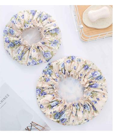 Elastic Band Waterproof Shower Cap with Ruffled Edge - Peony Pattern | For Girls and Women - Buy Online on GoSupps.com