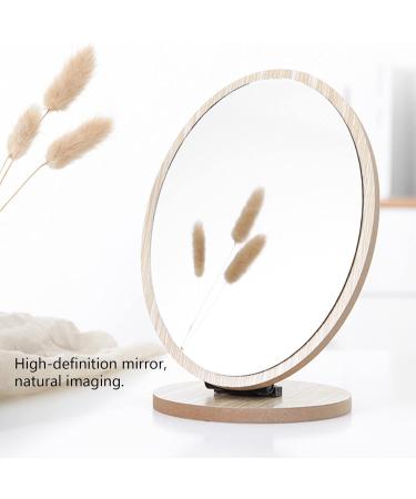 YOOMEISHALY Wooden 360-degree Rotating Desk Makeup Mirror - Portable Single-Sided Design for Bedroom & Bathroom - Buy Online on GoSupps.com