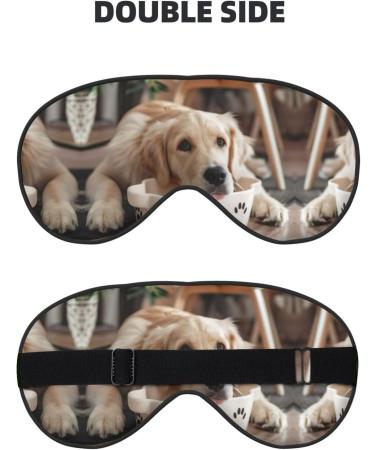 Cute Dog Bone Bowl Woof Paw Print Unisex Sleeping Eye Mask Soft Comfortable Light-Blocking Eye Mask - Buy Online on GoSupps.com