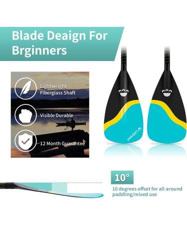 LitGreen Lightweight Stand-up Paddle Oars - 3 Section Adjustable Fiberglass SUP Paddles for Surfing - Buy Online on GoSupps.com
