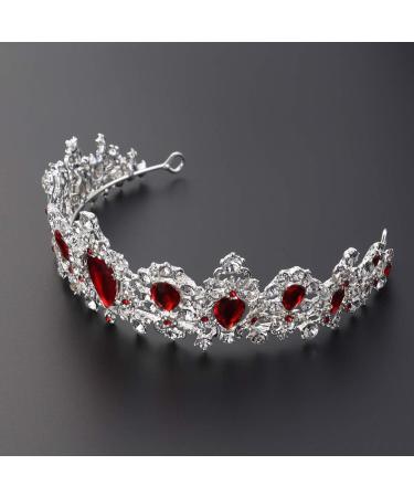 Frcolor Red Crystal Crown Wedding Bridal Tiara Queen Princess Headpieces Rhinestone Headbands for Birthday Party - Buy Online on GoSupps.com