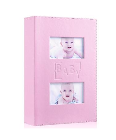 Benjia Baby Girl Photo Album 6x4 Leather Picture Album holds 300 10x15cm Landscape Photos Pink 300 Pockets Pink