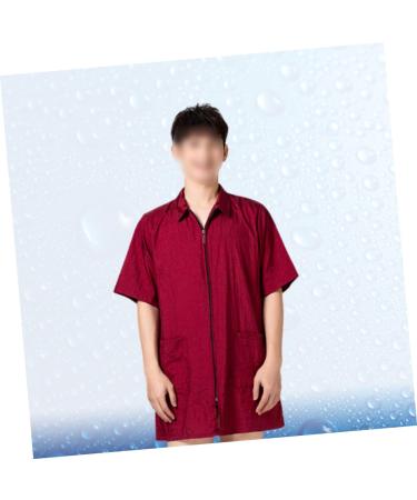 TEHAUX Dog Grooming Smocks Clothes Hair Barber Vest Hair Salon Gown Shirt Jacket Professional Barber Cape Zipper Hairdressing Cape Work Overalls Nursing Gown Woman Red Suspenders Hair Dye - Buy Online on GoSupps.com