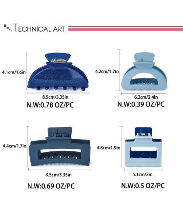 LILIE&WHITE 4 Pack Blue Hair Claw Clips - Large and Medium Rectangle Clips for Women - Strong Hold Non-slip Hair Accessories - Buy Online on GoSupps.com