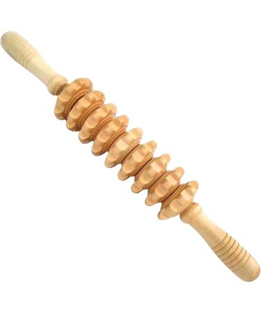 15-Inch Muscle Roll Rod - Wood Massage Tool with 9 Rollers for Deep Tissue Body Sculpting & Therapy - Buy Online on GoSupps.com