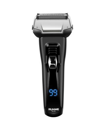 Runwe Rs725 Men's Electric Razor Cordless Foil Shaver with Pop-Up Beard Trimmer and LCD Display for Men Wet/Dry Shaving
