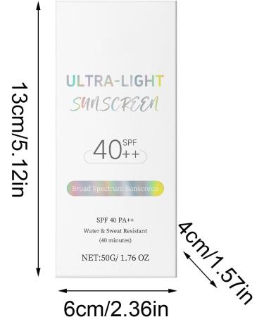 Invisible Sunscreen | 50g SPF40 Natural Sun Protection Moisturizing Without White Label Wide Spectrum Natural Care SPF40 For Men Types Sport - Buy Online on GoSupps.com