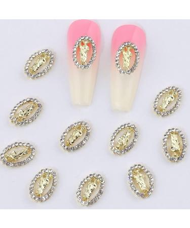 3D San Judas Nail Charm Set - 10pcs Shiny Zircon Buddha & Virgin Mary Rhinestone Charms for Acrylic Nails | Gold Jesus Christ Nail Jewels & Accessories - Buy Online on GoSupps.com