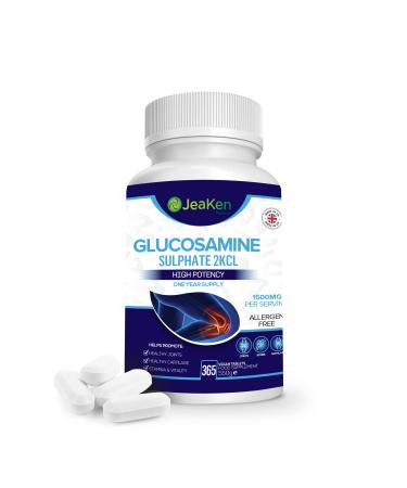 JeaKen Glucosamine 1500mg 2KCL - Joint Health Bone & Knee Support - Potent Formula with Cod Liver Oil Collagen - Gluten and Soy-Free Supplement for Men and Women