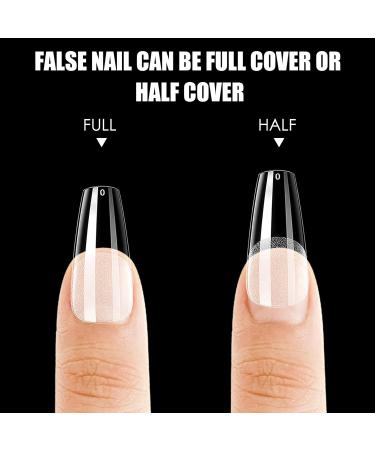 500PC Medium-Sized Coffin Nail Tips Set - Full Cover Clear Acrylic Fingernails for Nail Studios & DIY Nail Art - 12 Sizes Available - Buy Online on GoSupps.com