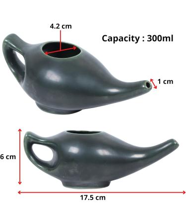 Leak Proof Durable Porcelain Ceramic Neti Pot 300ml - Olive Green | Natural Sinus Treatment | Microwave & Dishwasher Safe - Buy Online on GoSupps.com