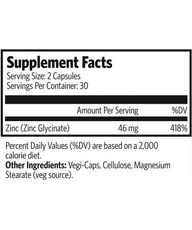 Zinc Glycinate 23mg Supplement - 60 Vegan Caps - Supports Immune System, Skin & Nails - Made in Canada - Buy Online on GoSupps.com