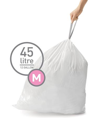 simplehuman Code M Custom Fit Drawstring Trash Bags - 100 Count, 45L / 11.9 Gallon, White - Buy Online on GoSupps.com