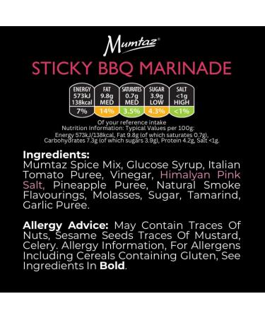 Mumtaz STICKY BBQ Marinade Sauce 500g 15 Minute Magic Marinade Medium Spiced BBQ-Grill-Roast-Stir or Air fry All Natural Ingredients Gluten Free Vegan Friendly. - Buy Online on GoSupps.com