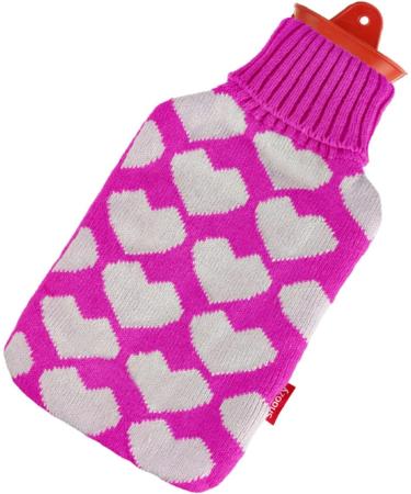 Snoozy XXL Hot Water Bottle - 2L with Soft Cozy Cover | Natural Rubber | Pink Heart - Long-Lasting Heat for Comfort - Buy Online on GoSupps.com