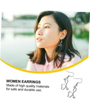 PRETYZOOM Heart Hoop Earrings for Women - Silver Ear Pendant Decor for Nurses & Medical Professionals | Delicate Alloy Jewelry - Buy Online on GoSupps.com