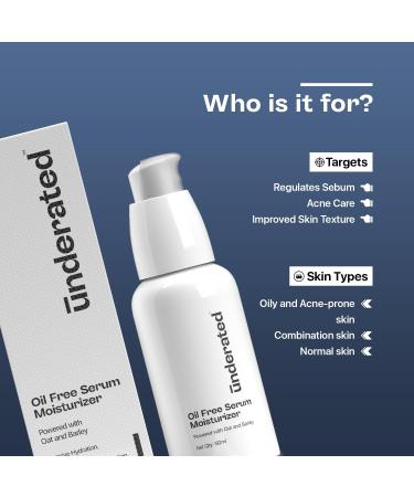 Underated Oil-Free Serum Moisturiser with Oat & Barley Extracts Lightweight Hydration Formula for Balanced Skin Non-Greasy Daily Face Moisturiser 50ml - Buy Online on GoSupps.com