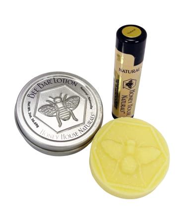 Honey House Naturals 2 Piece Gift Set All Natural Ultra Moisturizing Lotion Bar and Lip Butter Infused with Essential Oils Made in USA (Variant Name) Unscented 2 count (Pack of 1) - Buy Online on GoSupps.com