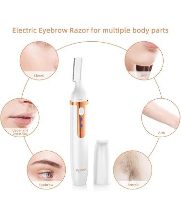 Rechargeable Facial Hair Remover & Eyebrow Trimmer for Women - Electric Shaver Razor for Peach Fuzz, Chin, Cheek, Upper Lip - White - Buy Online on GoSupps.com