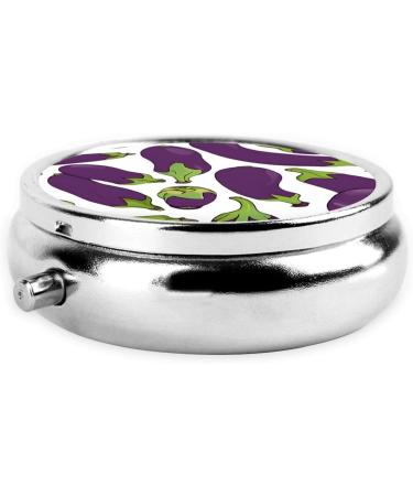 Cartoon Eggplant Mini Round Pill Box | 3 Compartment Travel Organizer | Portable Pill Case for Home & Office - Buy Online on GoSupps.com