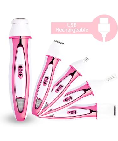 VERY ETERNITY 4 in 1 Lady Shaver Kit - USB Rechargeable Women's Shaver Set for Facial, Body, Nose, Eyebrow & Bikini Trimming (Pink) - Buy Online on GoSupps.com