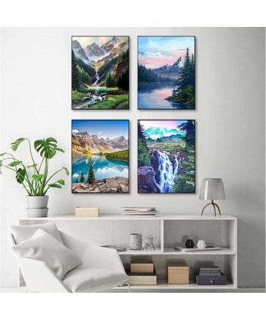Mountains Waterfall Paint by Number Kit - 4 Pack DIY Adult & Kids Landscape Painting Set on Canvas 12X16 Inch - Beginner Friendly - Buy Online on GoSupps.com