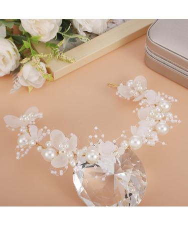 SUSSURRO Head Piece Flower Girl Headband Head Vines Gold Pearl Headband Pearl and Evening Party Flower Crown Headpiece Princess Crystal Girl Hair Accessories - Buy Online on GoSupps.com