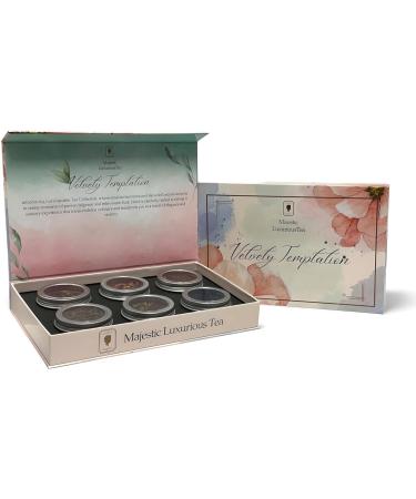 Majestic_ Tea | Majestic Medley| Combo Pack of 6 Premium Leaf Tea - Cherry Rose Jasmine (Green Tea) Orange Spice Lemon Ginger English Breakfast (Black Tea) & Chamomile (Herbal Tea )(35g each) Brews 50 Cups.