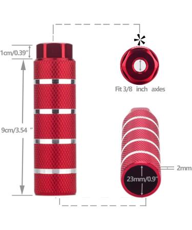 Small Star Bike Pegs 2Pcs Aluminum Alloy Anti-Skid Foot Pegs for 3/8 inch Axles - Red Stripe - Buy Online on GoSupps.com