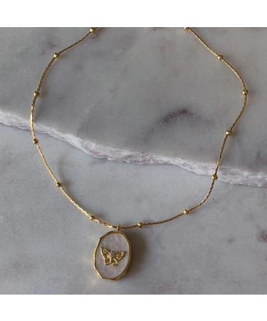 OralGos Elegant Butterfly Pendant Necklace with Photo Album | Delicate Shell Frame Butterfly Jewelry - International Shipping - Buy Online on GoSupps.com