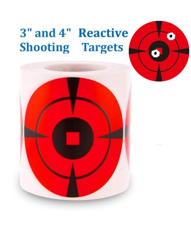 MEMX Reactive Shooting Targets 3 Inch - 4 Inch, Premium Self-Adhesive Target Stickers & High Visibility Impact Bullseye Targets for Pistol Shooting-Airsoft Guns-BB Guns-Rifle 200PCS/4