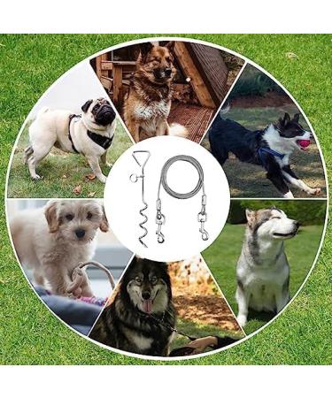 10ft Dog Tie Out Cable with 15" Spiral Ground Stake Spike for Small to Medium Dogs Up to 60 lbs for Playing Camping Outdoor Yard and Backyard in Ground (White) - Buy Online on GoSupps.com