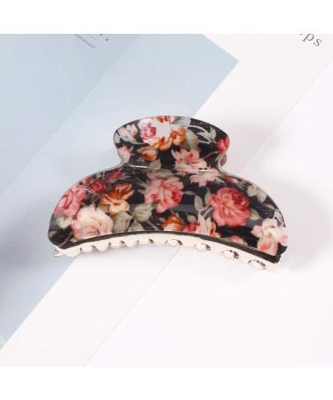 Medium Tortoise Shell Hair Claw Clips Set for Women Girls - 4 Pack | Strong Grip Teeth Clamps for Thick/Thin Hair | Cute Floral Print Nonslip Acrylic Design - Buy Online on GoSupps.com