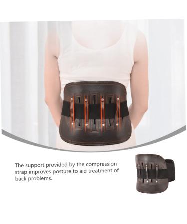 Belt Straps for Men | Leather Back Brace Support - Unisex Lumbar Protector | Durable Waist Supporter 86x25x2cm Brown - Buy Online on GoSupps.com