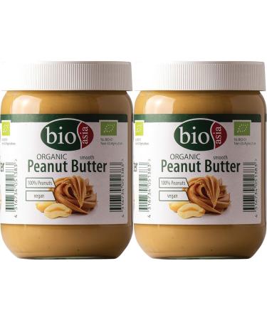 Bioasia organic peanut butter - peanut butter - made of 100% roasted peanut kernels creamy without additives in glass vegan and gluten -free (1 x 500 g) (pack with 2) 1 500 g (2 pack)