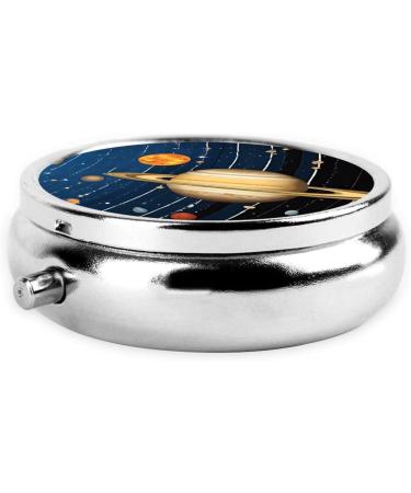 Outer Space Solar System Round Pill Box - 3 Compartment Mini Portable Travel Medicine Organizer for Vitamins & Tablets - Buy Online on GoSupps.com