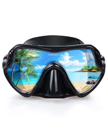 EXP VISION Snorkel Diving Mask, Professional Snorkeling Mask Gear, Ultra Clear Lens with Wide View Tempered Glass Goggles,Anti Leakage Scuba Mask, Silicone Swimming Goggles Mask for Adults, 3 Color black